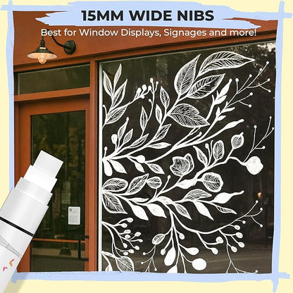 Chalkola 7 White Chalk Markers for Blackboard, Chalkboard Signs, Car Window, Bistro, Glass | Washable Fine Tip, Bold & Jumbo Size Dry Erase Liquid Chalk Pens Erasable (1mm, 3mm, 6mm, 15mm)