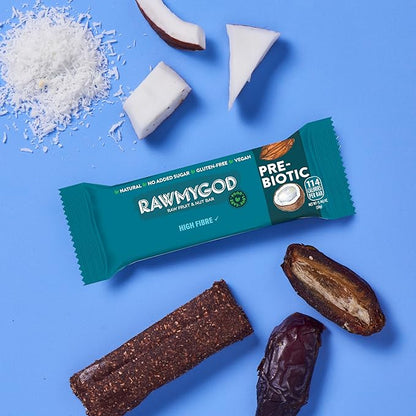 RAWMYGOD Fruit and Nut Bars, Gluten Free, Vegan, No Added Sugar (20 bars, Prebiotic)