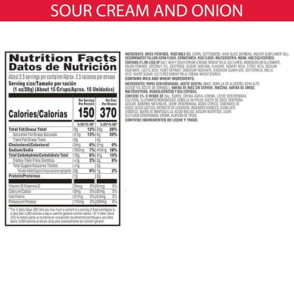Pringles Potato Crisps Chips, Sour Cream & Onion, 2.5oz (12 Count)