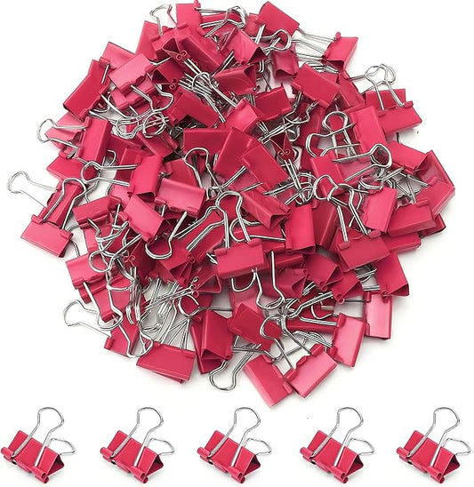100 Pack Mini Red Binder Clips 5/8 Inch (15 mm), Colored Little Paper Clamps, Small Tiny Micro Size Paper Clips for Office Home School Business 0.6"