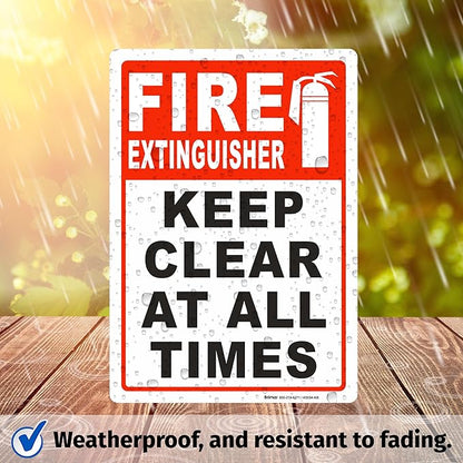 Brimar - 7 x 10" - Fire Extinguisher Keep Clear Sign - 3.5 Mil InfiniStick™ Vinyl Label - Easy Installation - Versatile Use