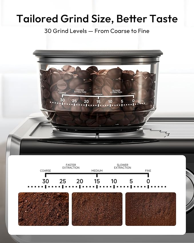 EUHOMY Espresso Machine with Grinder, 20 Bar Coffee Maker with Milk Frother Steam Wand, Professional Espresso Coffee Machines with Removable Water Tank, Latte & Cappuccino Machine for Home Barista