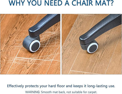 Chair Mat for Hardwood Floor, 48" x 36" Clear Desk Chair Mats, Easy Glide Plastic Mat for Under Office Chair, Rectangle