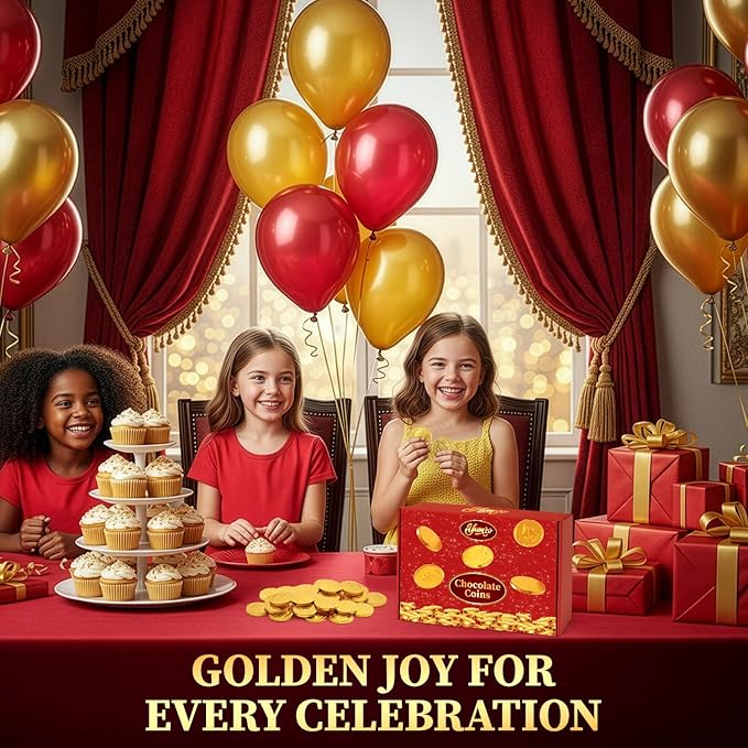 Gold Chocolate Coins, 100 Pack of Gold Chocolate Coins Bulk, Ideal Coin Candy for Themed Parties, Events and Celebrations, Perfect for Gift Bags and Festive Decorations Christmas and st patricks day.