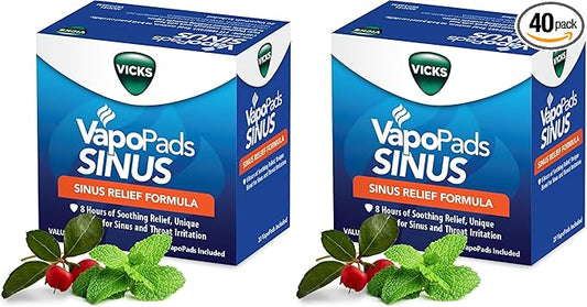 Vicks VapoPads Sinus Relief Formula - Vapor Pads Refill Humidifiers and Steam Inhalers, Scent Pads for Sinus Congestion and Throat Irritation, 40-Pack, Box Color May Vary