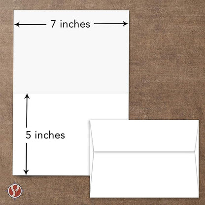 Greeting Cards Set - 5x7 Blank White Cardstock and Envelopes | Perfect Card Stock for Invitations, Bridal Shower, Birthday, Gift, Invitation Letter, Weddings | 65 Cover - Set of 50