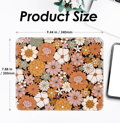 Square Mouse Pad with Stitched Edge, Premium Mousepad Washable Cloth. Computer Mouse Pad with Non-Slip Rubber Base, Mouse Pads for Computers Laptop Mouse 9.25x7.75x0.12 inch-Autumn Daisy-2 Pack