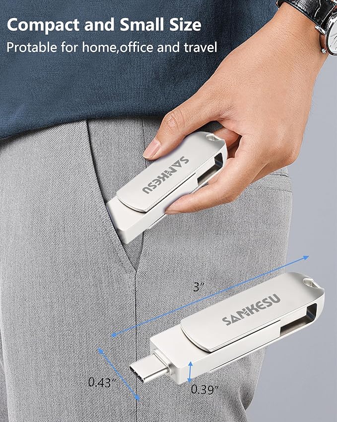 512GB USB C Flash Drive 3.1,Read Speed Up to 150MB/s, USB A and Type C OTG USB Thumb Drive, Dual Memory Sticks Compatible with Android Phones/PC/Laptop/Macs(Silver)