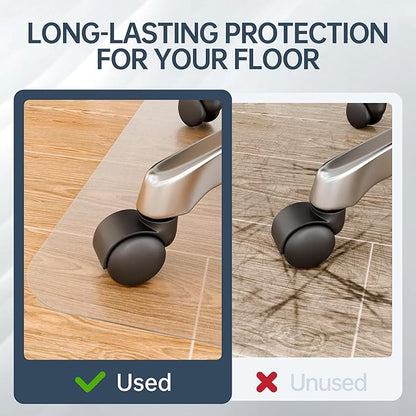 Office Chair Mat for Hardwood Floor, Ship Flat 48"x36" Heavy Duty Floor Protector for Desk, Plastic Rolling Chair Mats, Clear Floor Mat Smooth Glide, No Divot, Rectangle