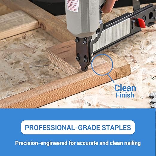 meite 18 Gauge 1/4-Inch Narrow Crown Staples, 1-1/8-Inch Length Galvanized Staples for Heavy Duty and Upholstery (4,000 Counts)