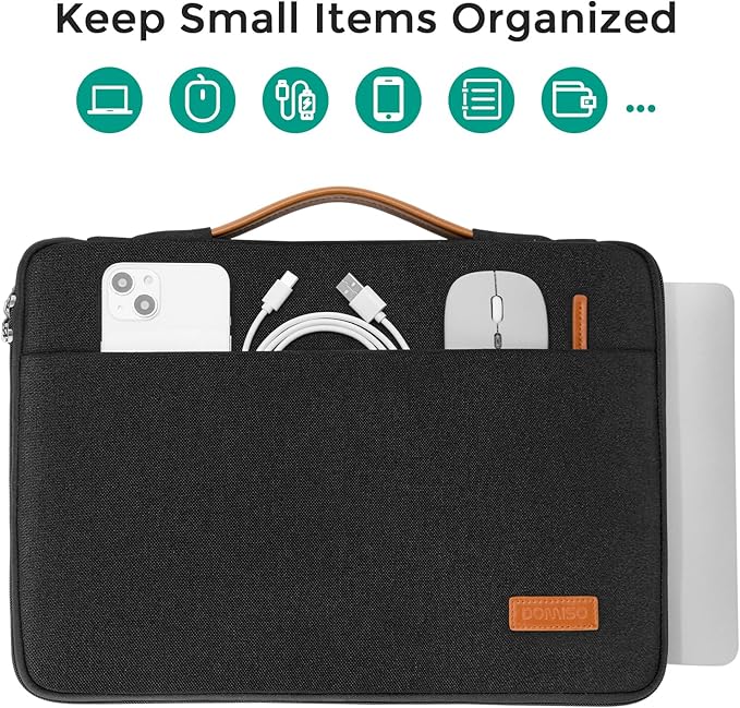DOMISO 14 inch Laptop Case Sleeve Protective Cover Compatible with 15 inch MacBook Air M4 M3 M2,MacBook Pro,14-15 inch HP Dell ASUS Lenovo Chromebook,Waterproof Computer Cases Bag with Handle,Black