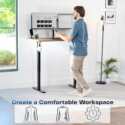 VIVO Electric 48 x 30 in Standing Desk, Memory Height Adjustment, 1B Series, One-Piece Reclaimed Wood Top, Black Frame, DESK-KIT-1B5P