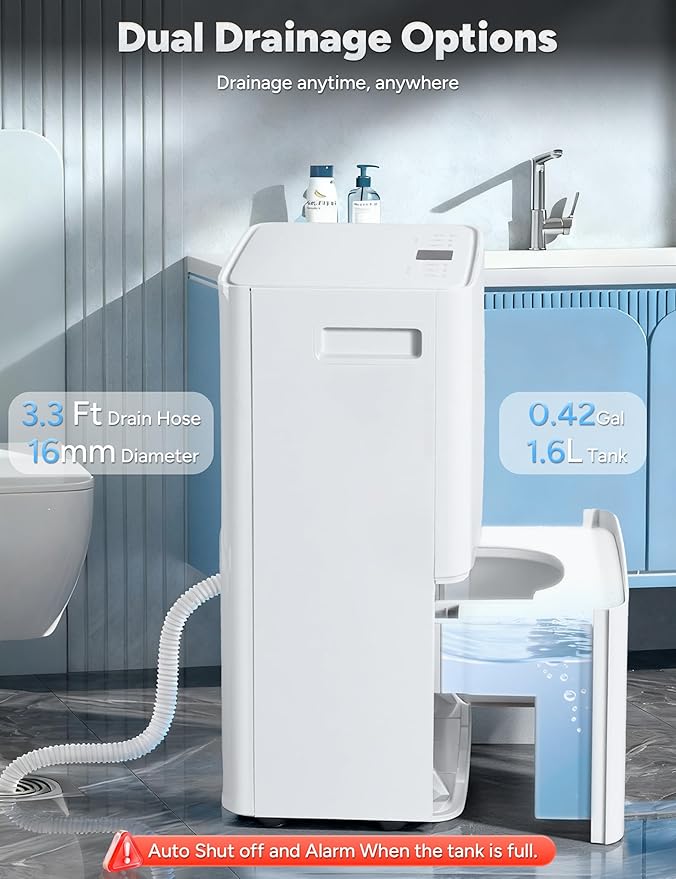 Dehumidifier for Home Basement 34 Pints Max - 2500 Sq.Ft 54 OZ Water Tank Dehumidifier with Drain Hose Smart App-Controlled Humidifiers for Basement Bedroom Bathroom Large Room