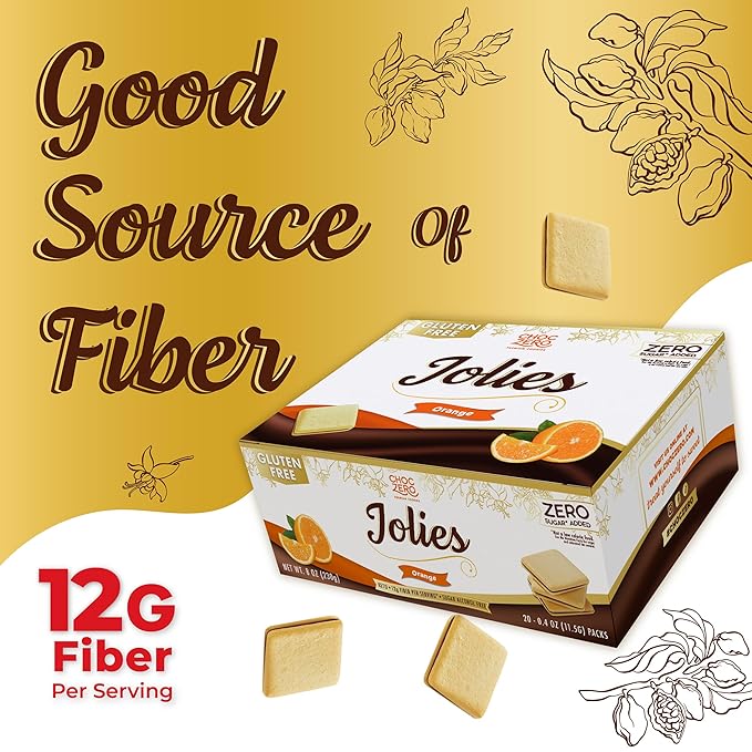 ChocZero Dark Chocolate Orange Jolies – No Sugar Added Keto Cookies, Gluten Free Sandwich Cookies Made with Real Freeze-Dried Orange, 8oz Box (Pack of 1)