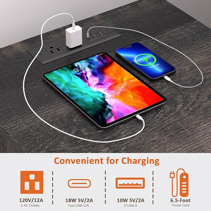 Rresyet Living Room End Table Set of 2, Side Tables with LED Lights & Charging Station & Adjustable Shelf, Storage End Tables with Drawer, Bedroom Nightstands