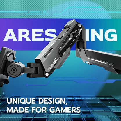 ARES WING Vertical Dual Monitor Mount - 24-57" Aluminum Heavy Duty Monitor Arms for 2 Monitors, Fully Adjustable Gas Spring Stacked Monitor Stand with 75/100/200 Vesa Mount, Black