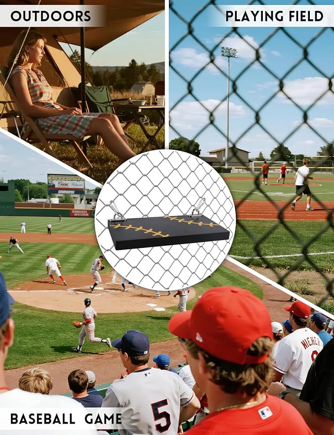 2PCS Portable Hanging Wood Footrest with Baseball Designed - Wooden Foot Rest Board for Fences, Ergonomic Footrest for Fans, Athletes, Wood Foot Tray for Baseball and Softball Games and Events