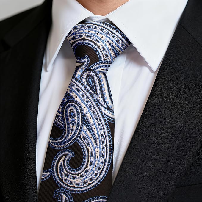 Fineknot Ties for Men, Jacquard Neck Ties, Mens Plaid Paisley Striped Tie, Classic Floral Mens Ties for Wedding Business