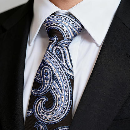 Fineknot Ties for Men, Jacquard Neck Ties, Mens Plaid Paisley Striped Tie, Classic Floral Mens Ties for Wedding Business