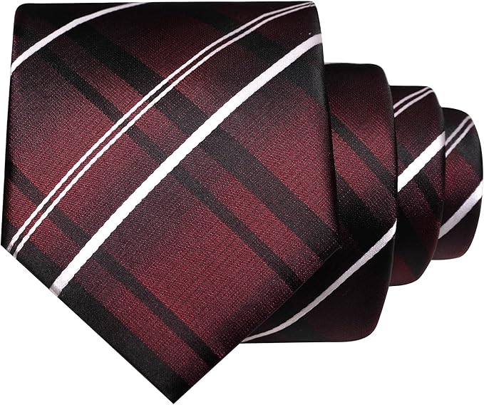 JEMYGINS Mens Striped Tie and Pocket Square with Tie Clip Lapel Pin Set 4PCS