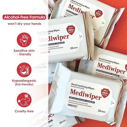 Mediwiper - 160 Wipes (80 * 2PK) Alcohol-Free Sanitizing Wipes Disinfecting Large Unscented Wet Wipes Bulk, Hand Sanitizer