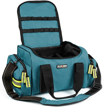 Scherber Fully-Stocked First Responder Bag | Professional EMT/EMS Trauma & Bleeding Medical Kit | HSA/FSA Approved | CAT Tourniquet, HyFin Chest Seal, Israeli Bandage & 250+ First Aid Supplies (Blue)