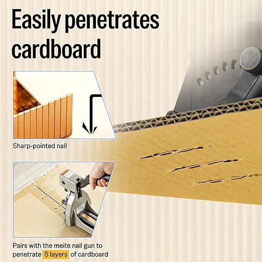 meite Carton Closing Staples 16 Gauge 1-3/8" Wide Crown 3/4" Leg Copper-Coated Carton Staples for Pneumatic or Manual Box Stapler Gun - Cardboard Closer Packaging (8,000PCS)