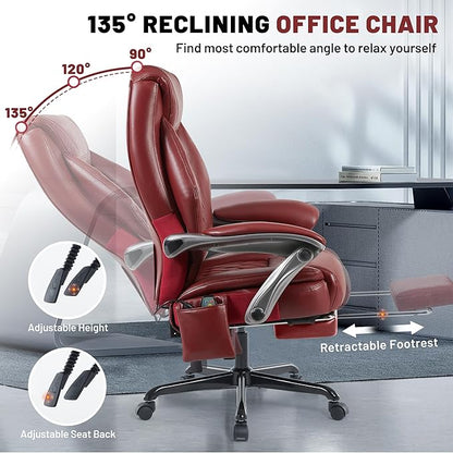 Massage Office Chair with Heating Function & Footrest, 6-Point Vibration, Ergonomic Executive Reclining Desk Chair with Padded Seat for Relaxation, Comfort & Stress Relief