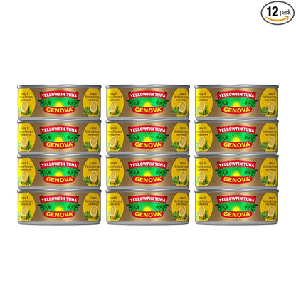 Genova Premium Yellowfin Tuna in Lemon and Herbes de Provence Infused Olive Oil, 5 Ounce Cans (Pack of 12), Solid Light