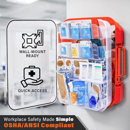 EVERLIT 400 Pcs OSHA Compliant First Aid Kit, Wall-Mountable Essential Emergency Kit for Home, Business, School, Warehouse, Construction Site, Office, Work, College Dorm