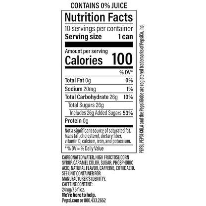 Pepsi Wild Cherry Cola Soda Pop Mini Cans, 7.5 Ounce Mini Cans (10 Pack) (Packaging May Vary)