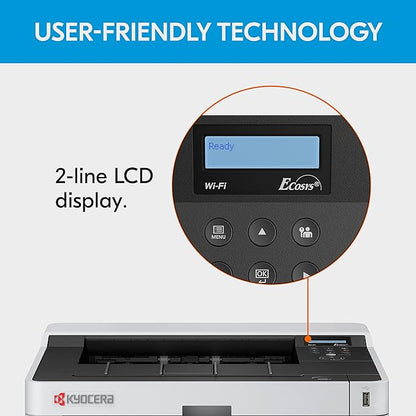 Kyocera 1102RY2US0 Model ECOSYS P2040dw Monochrome Network Laser Printer, 42 PPM B&W, Print Resolution 600 x 600 DPI Up to Fine 1200 DPI, Standard Wireless and Wi-Fi Direct Capability, 256 MB Memory