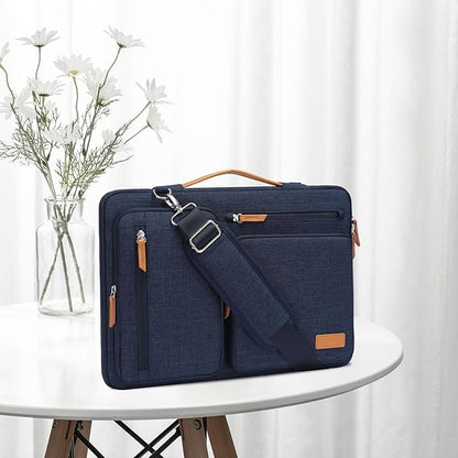 MOSISO 360 Protective Laptop Shoulder Bag,13-13.3 inch Computer Bag Compatible with MacBook, HP, Dell, Lenovo, Asus Notebook,Side Open Messenger Bag with 4 Zipper Pockets&Handle, Navy Blue
