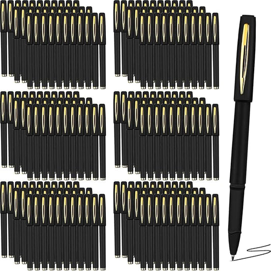 Outus 200 Pcs Black Gel Ink Pens Rollerball Pens Bulk 0.5mm Black Pen Bulk Ultra Fine Point Roller Ball Pens Gel Pens for Office, School, Writing, Taking Notes, Sketching