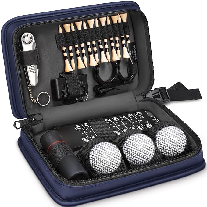 YOREPEK Golf Accessories Kit for Men, Golf Stuff Set with Leather Case, Golf Balls, Golf Tees, Multifunctional Divot Knife, Monocular, Scorer, Golf Gifts for Men Women Golfers