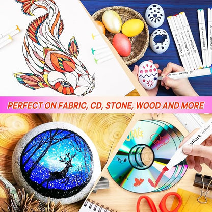 Caliart Alcohol Based Markers, 81 Colors Artist Drawing Markers Set Dual Tip Fine & Chisel Permanent Colored Art Pens, Christmas Gifts for Teen Girls Boys Kids Adults Coloring Book Illustration