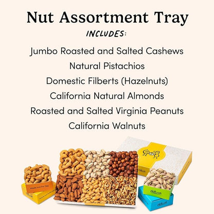 Nuts.com Nuts Assortment Tray – Mixed Nut Sampler Box for Fall, Thanksgiving and Festive Gifts – 2 lb Care Package Includes a Heart Healthy Variety of Cashews, Pecans, Pistachios & More