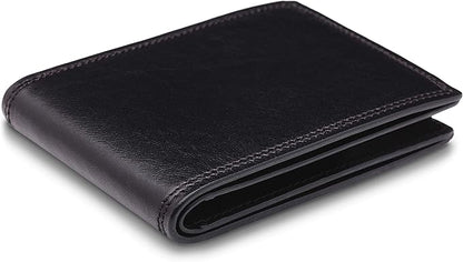 Bosca Men’s Wallet, Dolce Leather Slim Bifold Wallet, Black