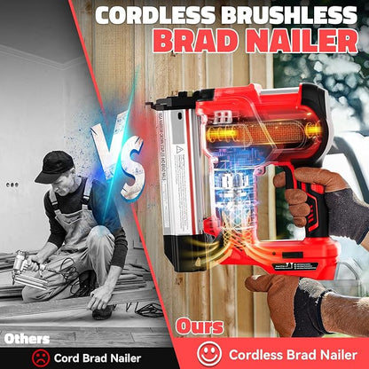 Ecarke 2" Electric Nail Gun Compatible with Milwaukee 18V Battery(No Battery),2 in 1 Cordless Brad Nailer Stapler with 1000 Nails,18 Gauge Nail Gun Battery Powered,2 Firing Modes for Trim Wood DIY