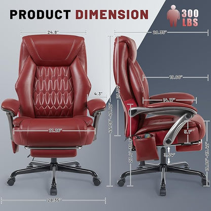 Massage Office Chair with Heating Function & Footrest, 6-Point Vibration, Ergonomic Executive Reclining Desk Chair with Padded Seat for Relaxation, Comfort & Stress Relief