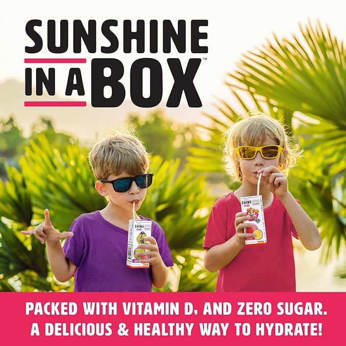 ShineWater Kids x Paw Patrol Vitamin D Strawberry Lemonade Juice Boxes | No Added Sugar | Naturally Flavored Drink for Kids | Vegan Gluten Free Hydration | 32 Pack