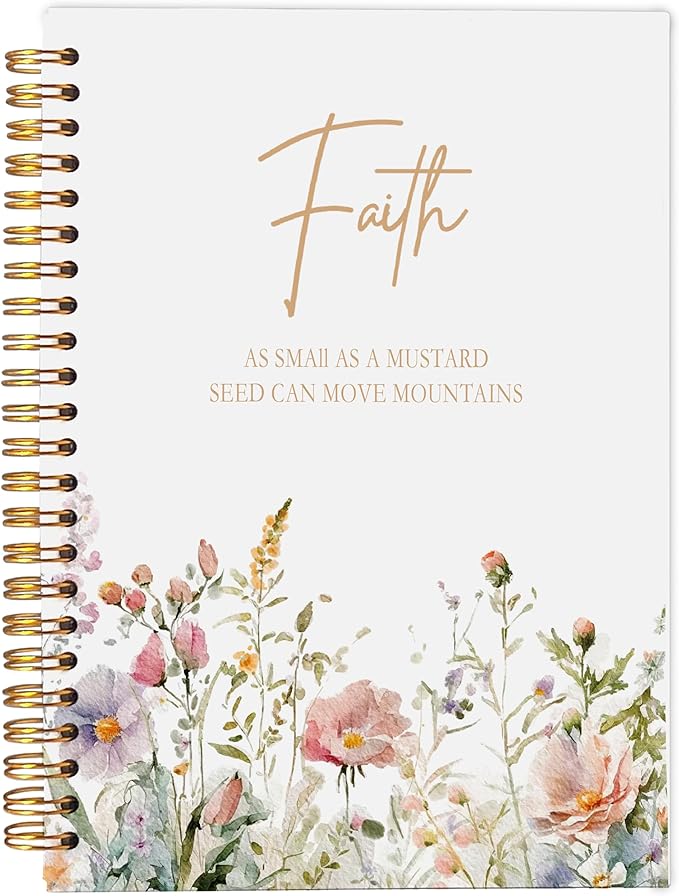 Faith Can Move Mountains Christian Notebook Journal - Inspirational Christian Gifts for Women, Bible Journal Notebooks for Note Taking, Bible Journaling Notebook, Spiral Notebook 5.5x8.3