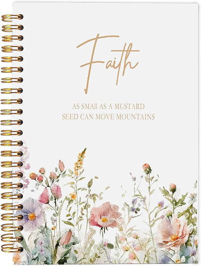 Faith Can Move Mountains Christian Notebook Journal - Inspirational Christian Gifts for Women, Bible Journal Notebooks for Note Taking, Bible Journaling Notebook, Spiral Notebook 5.5x8.3