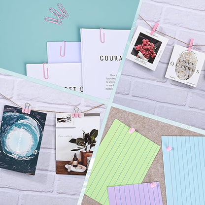 Pink Desk Accessories,220PCS Paper Clips and Binder Clips Small with Decorative Push Pins Cips for School Home Office Aesthetic Desk Accessories