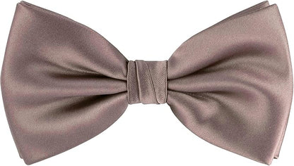 TIE G 5pcs Tie Set in WHITE OR BLACK GIFT BOX: Solid Color Necktie, Satin Bow Tie, Pocket Square, Lapel, Cuff Links