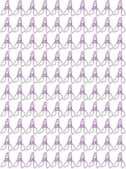 Clips in Assorted Sizes, Medium Metal Paper Clips, 100 Pcs Rose Gold - Strong Clamping Force, Hollow Heart Shape, Cute Office Document Accessories (Purple)