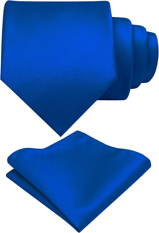 RBOCOTT Solid Color Tie and Pocket Square Hankerchief with Lapel Pin Set for Men