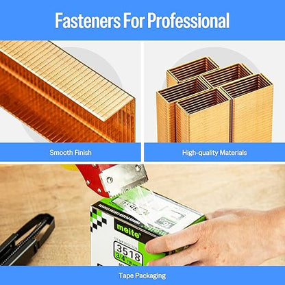 meite Carton Closing Staples 16 Gauge 1-3/8" Wide Crown Staple 5/8" Length Copper-Coated Box Staples for Pneumatic or Manual Staple Gun Cardboard Packaging, 20000PCS