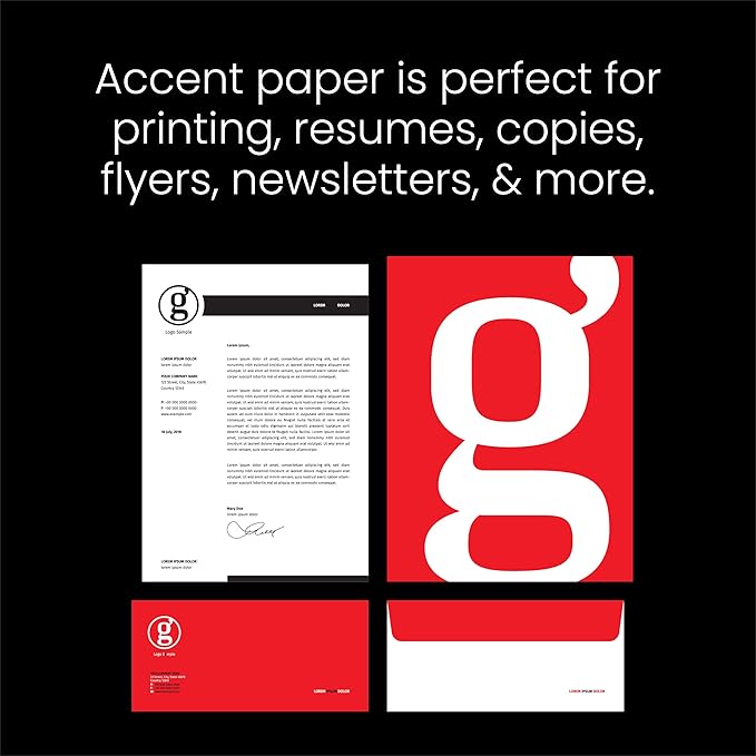 Accent Opaque White Printer Paper, 12” x 18” 40lb Copy Paper – 1,250 Sheets (5 Reams) – Premium Computer Paper with Super Smooth Finish, 97 Bright, 148gsm – Ideal for Ink Heavy Printing – 189026C