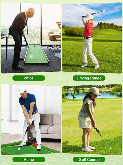 Retractable Golf Swing Trainer with Arm Band - Click Stick Golf Training Aid, Right-Handed Golf Swing Practice Stick for Chipping & Hitting, Portable Indoor Outdoor Golf Practice Stick
